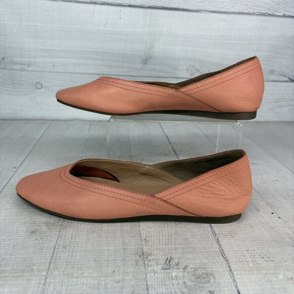 Lucky Brand ALBA Hazel Salmon Leather Slip On Square Toe Ballet Flat Shoe Sz 7 M - Picture 4 of 16